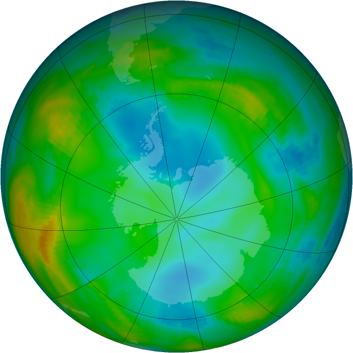 Antarctic ozone map for 14 June 1982